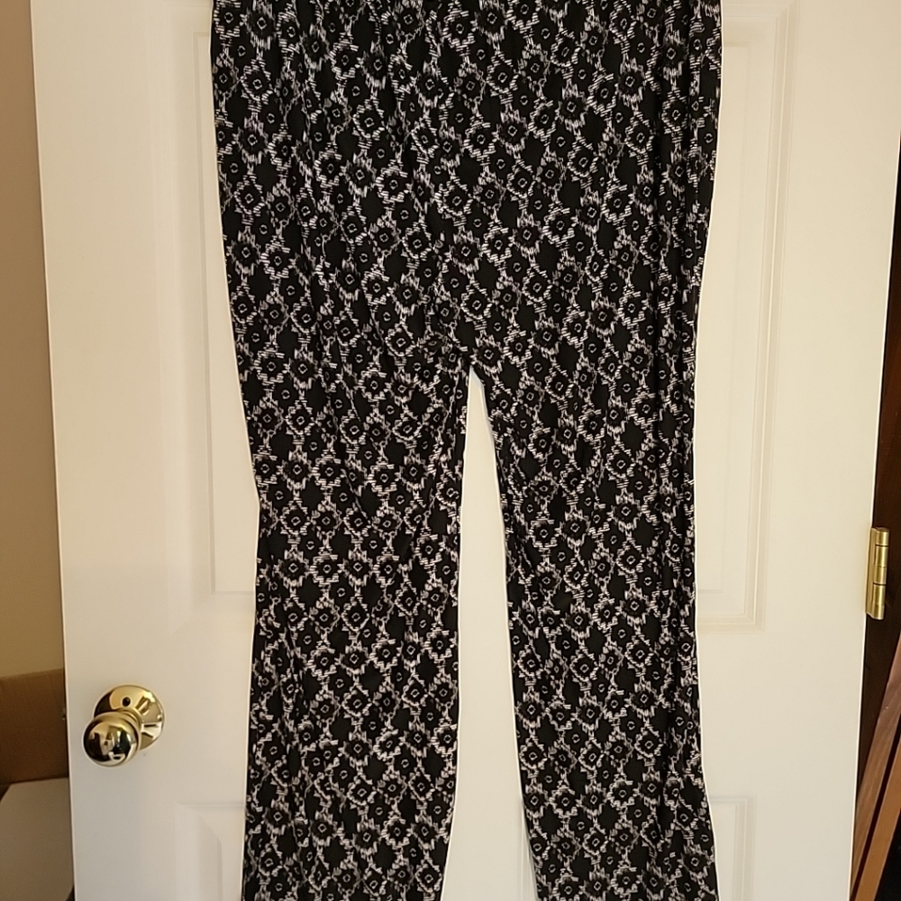 INC International Concepts Wide Leg Pants Plus Size 0x Black And White Pull On